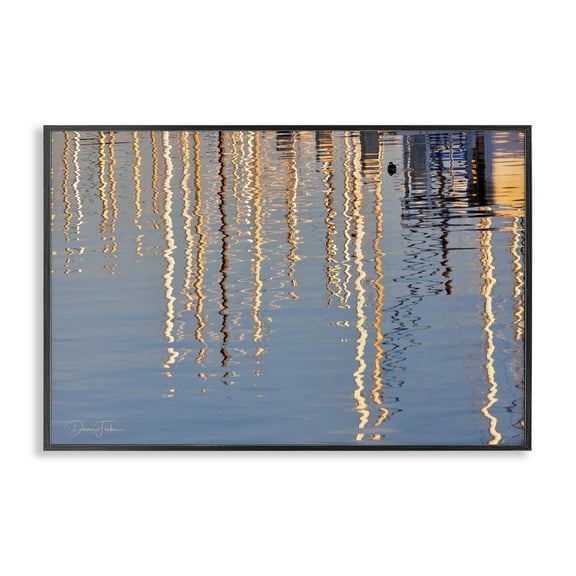 Stupell Industries Beach Post Reflections Coastal Photography Black Framed Art Print Wall Art, 18 x 12