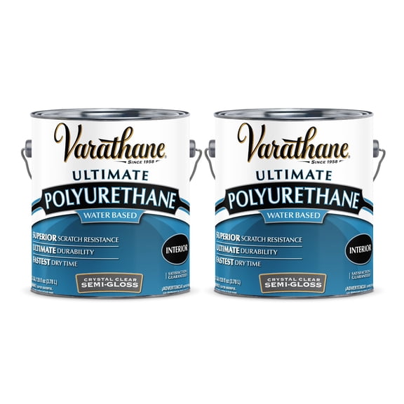 2 Pack, Semi-Gloss Clear, Varathane Ultimate Polyurethane Water-Based-200131, Gallon