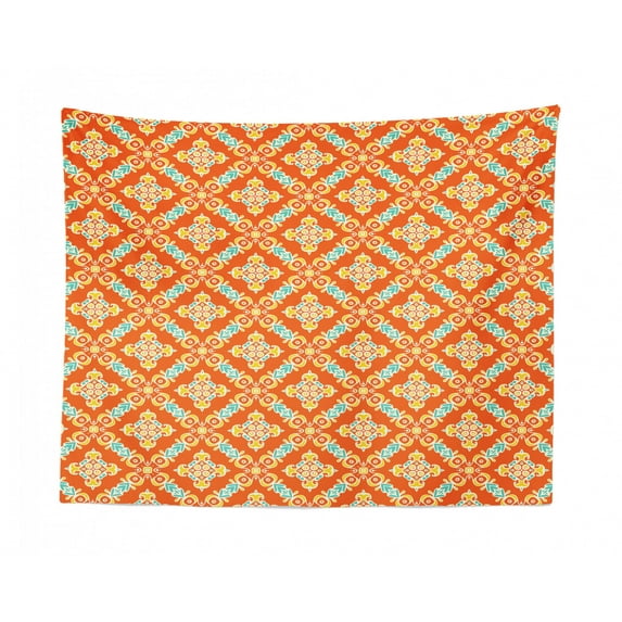 Happy Camp Tapestry, Nature Theme Elements for Camping Bonfire Outdoor Activities, Fabric Wall Hanging Decor for Bedroom Living Room Dorm, 2 Sizes, Pale Green Multicolor, by Ambesonne