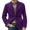 thumbnail image 2 of Mens Corduroy Blazer Casual Dress Work Wear Corduroy Suit Jackets Long Sleeve Sport Coat Single Breasted Notched Lape Slim Fit Blazer Vintage Business Mens Blazer Dwelliawo Purple 2XL, 2 of 6