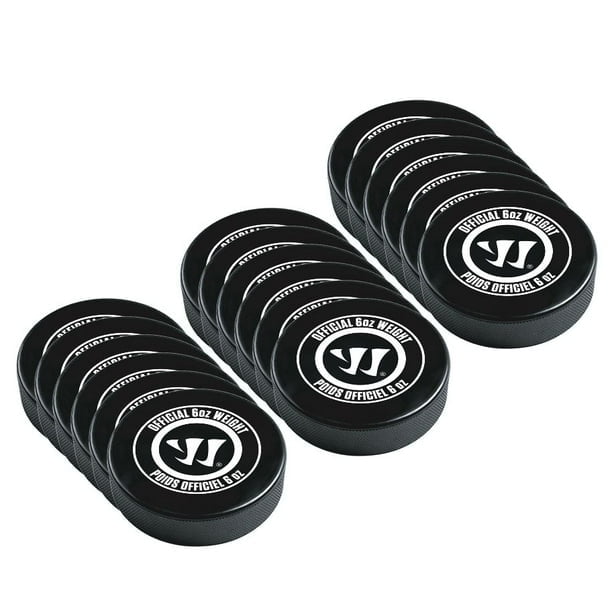 Warrior Official Ice Hockey Pucks Bucket - 18 Pucks, 6oz Rubber Indoor Outdoor