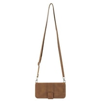 Allytechgroup Wallet Flip Case for iPhone 16e, Crossboyd Shoulder Strap Cards Slots PU Leather Magnetic Closure Stand Shockproof Protective Case Cover for iPhone 16e, Brown