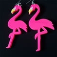 thumbnail image 5 of Dangle Cute Flamingo Huggie Hook Hoop Earrings for Women Acrylic Bird Animal Statement Dangling Drop Earring, 5 of 5