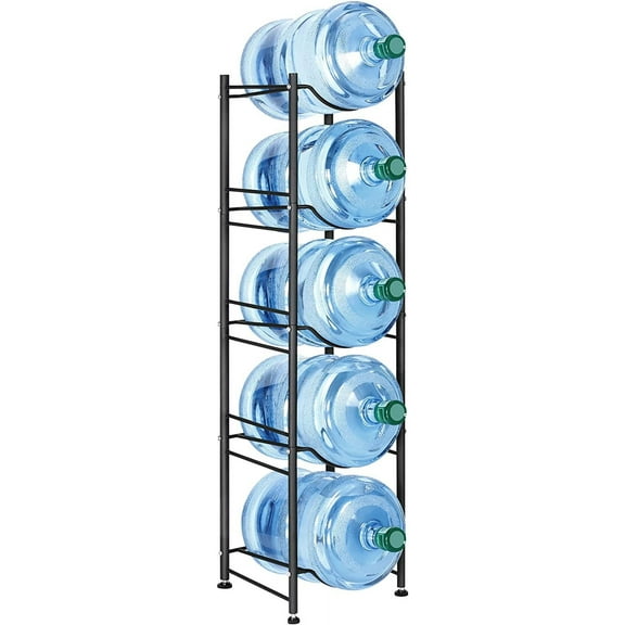 5-Tier Water Jug Rack, 5 Gallon Detachable Water Bottle Holder Organizer Storage Rack, Black