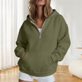 thumbnail image 5 of Wxolcjlv Solid Quarter Zip Hoodies for Women Long Sleeve Pullover Tops, 5 of 6
