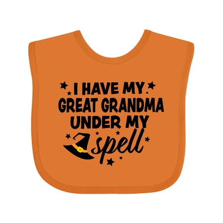 

Inktastic I Have My Great Grandma Under My Spell with Cute Witch Hat Boys or Girls Baby Bib