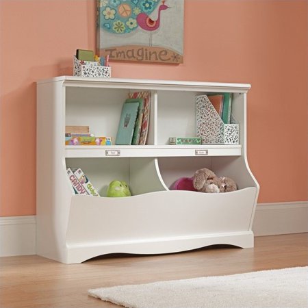 Toy Box Bookshelf - Sauder Pogo Bookcase Storage Bin in Soft White