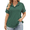 Green, variant on Women V Neck Collared Polo Tops, Short Sleeve Casual Shirts, Plus Size Available in 5X