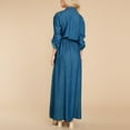 thumbnail image 4 of Robe en Denim Fendue avec Liens à la Taille, Respirante, Col Rabattu, Robe Longue en Denim à la Mode, Bleu Pâle, L, 4 of 6