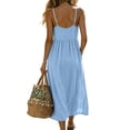 thumbnail image 5 of Sokhug Midi Dresses for Women Spaghetti Strap V Neck Button Down Empire Waist with Pockets Casual Summer Sundress, 5 of 6
