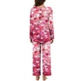 thumbnail image 4 of CZHJS Valentine's Day Womens Pajamas for Women Set Long Sleeve Festival Party Holiday Loungewear Matching Outfits Pj Sets Plus Size Pajama Wide Leg Pants and Scoop Neck Shirts Sets&nbsp; 2 Piece, 4 of 7