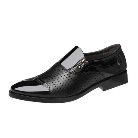 

Men Dress Shoes Slip on Footwear Men Formal Shoes for Career Office Wedding Black with Holes 41