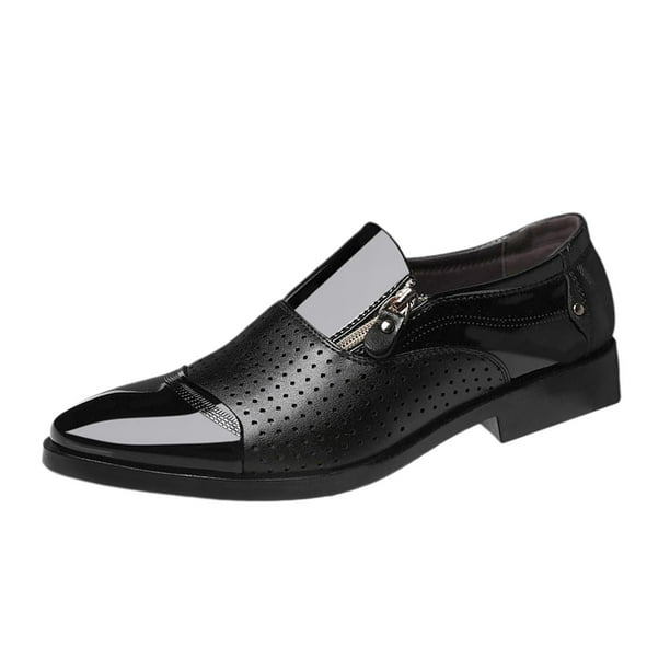 Zapatos elegantes, cómodos, informales, de trabajo, Oxfords, mocasines para hombre, zapatos formales de negocios Negro con Agujeros 41