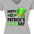 thumbnail image 4 of Inktastic Happy St. Patrick's Day Green Hat and Clovers Women's V-Neck T-Shirt, 4 of 5