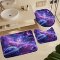thumbnail image 6 of Watercolour Space Landscape 4 Pcs Waterproof Shower Curtain Set,Modern Galaxy Planet Nebula Star Print with Waterproof Toilet Cover Shower Mat Rugs, 6 of 8