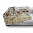 thumbnail image 3 of Venice Soft Flannel Fleece Blanket, Stencil Art Display of Tranquil Venetian Landscape Bridge Buildings and Gondola, Cozy Plush for Indoor and Outdoor Use, 50" x 60", Burgundy Cream, by Ambesonne, 3 of 6