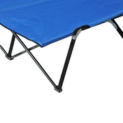Outsunny Portable Two Person Double Folding Camping Cot for Adults - Blue