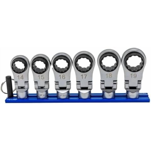 6 PC. 12PT Nano Flex Offset RATCHETING Attachment Set - 3/8" Drive (14-19MM)$$Tools & Hardware Other