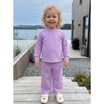 thumbnail image 4 of RUINIXCW Toddler Girls 2 Piece Outfits Adorable Solid Color Long Sleeve Crew Neck Tops and Elastic Waist Pants Set, 4 of 7