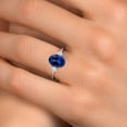 thumbnail image 4 of Gem Stone King 14K White Gold Blue Created Sapphire and White Zirconia Engagement Ring for Women | 3.52 Cttw | Oval 10X8MM | Gemstone September Birthstone | Size 8, 4 of 6