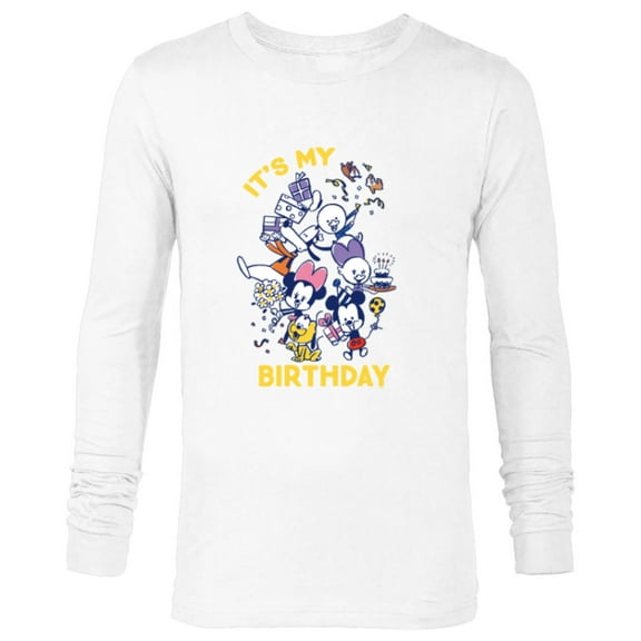Disney Mickey and Friends Whimsical It’s My Birthday - Long Sleeve T-Shirt for Men - Customized-White
