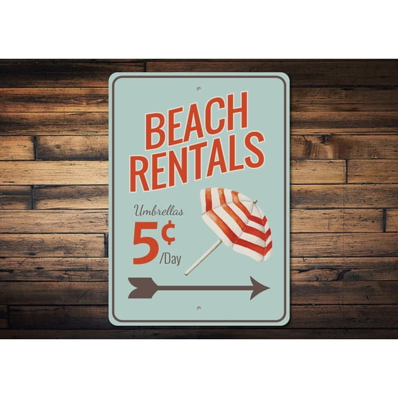 Umbrella Novelty Decor, Metal Wall Sign - 10x14 Inches