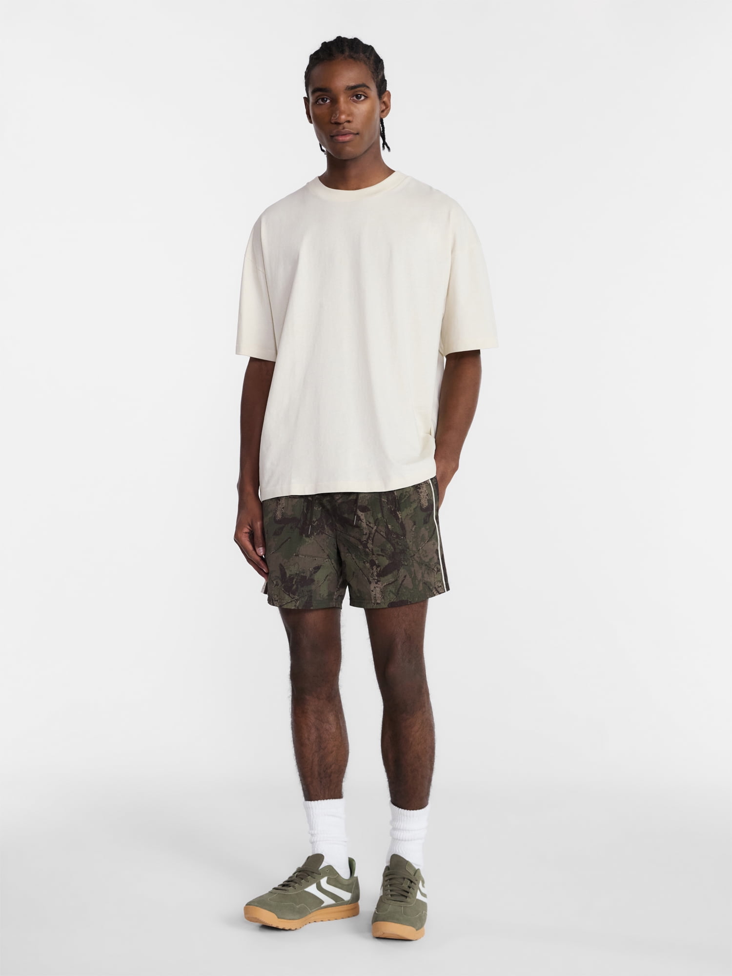 No Boundaries Men's Oversized Boxy Tee with Short Sleeves, XS-4XLT