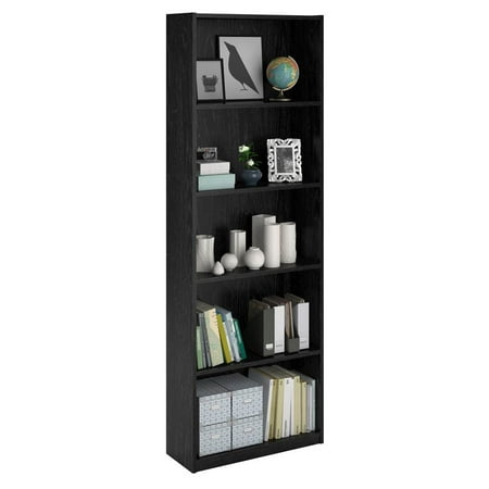 5-Shelf Bookcase in Black Ebony Ash Finish