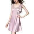 thumbnail image 5 of Women Plus Size Silk Sleeveless Lingerie Nightgown Chemises Slip Sleepwear Night Lounge Dress, 5 of 6