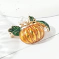 thumbnail image 6 of Pumpkin Brooch Pin - Gold Tone Enamel, Halloween Thanksgiving Accessory for Women, 6 of 6