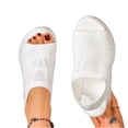 thumbnail image 5 of HomeDM Womens Wedge Platform Sandals Open Toe Ankle Strap Casual Slip-On Summer Beach Sandals, White Size 6.5, 5 of 9