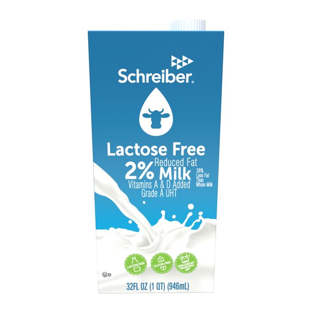 Schreiber Reduced Fat 2 Lactose Free Milk, 32 fl oz X 6 Count