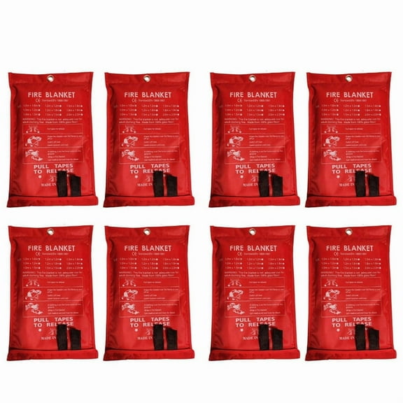 8PCS Emergency Fire Blanket, Fire Blanket, Fire Suppression Blanket for Kitchen, Grill, Fireplace (39.4Inch X 39.4Inch)