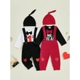 thumbnail image 3 of BemeyourBBs Newborn Baby Boy My First Valentines Day Outfit Romper Heart Suspender Pants and Cap 3 Pcs Set Cute Infant Spring Clothes, 3 of 9