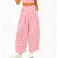 thumbnail image 2 of TEAJOPSUU Women's Polka Dots Palazzo with Pockets Baggy Wide Leg High Waisted Elastic Pants Loungewear Travel Vacation Pink, 2 of 6