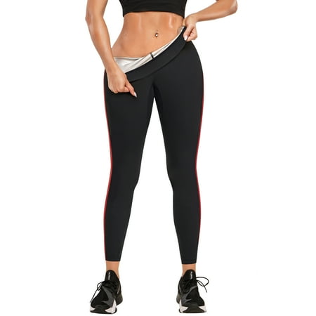 

Nebility Sauna Sweat Pants for Women Weight Loss Thermo Slimming Compression Capris Mesh Crotch Workout Training Leggings(Black 3X-Large)