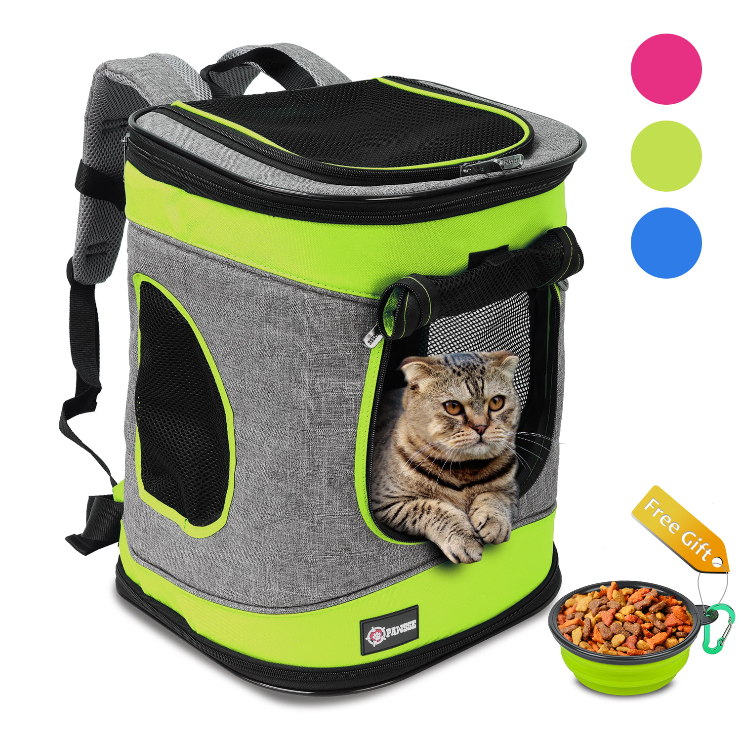 Pawsse Pet Carrier Backpack, Green & Gray, 16