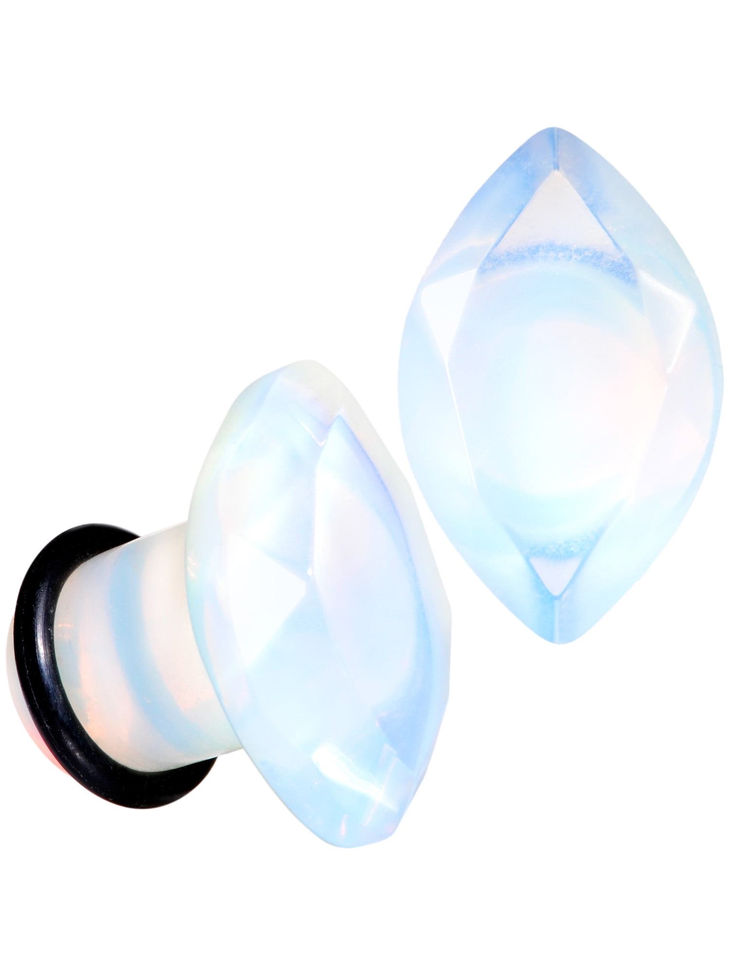 Body Candy Womens 2Pc Ear Plugs White Opalite Faceted Heart Single Flare Ear Plug Gauges Set of 2 Body Candy Womens 2Pc Ear Plugs White Opalite Faceted Heart Single Flare Ear Plug Gauges Set of 2