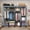 灰色, variant on Pshun Righ Clothes Organizer 4 Hanging Rod Shelf Portable Closet with Cover Clothes Rack Standing Closet Clothes Storage Wardrobe Garment Cabinet