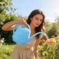 thumbnail image 6 of HomelyJoy 1 Gallon Light Blue Watering Can, Heavy Duty Plastic Plant Watering Pot with Extended Spout and Ribbed Non Slip Grip for Houseplants and Garden, 6 of 8