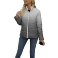 thumbnail image 2 of hirigin Women Gradient Color Packable Crop Down Jacket Winter Warm Lightweight Long Sleeve Zip Up Quilted Puffer Jacket Coat (Gradient White , S ), 2 of 5