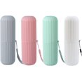 thumbnail image 1 of Estuche para cepillos de dientes de 4 piezas, gris, rosa, blanco, verde, caja para cepillos de dientes portátil, estuche para cepillos de dientes de viaje para acampar al aire libre y almacenamiento en el hogar y la escuela JM, 1 of 5