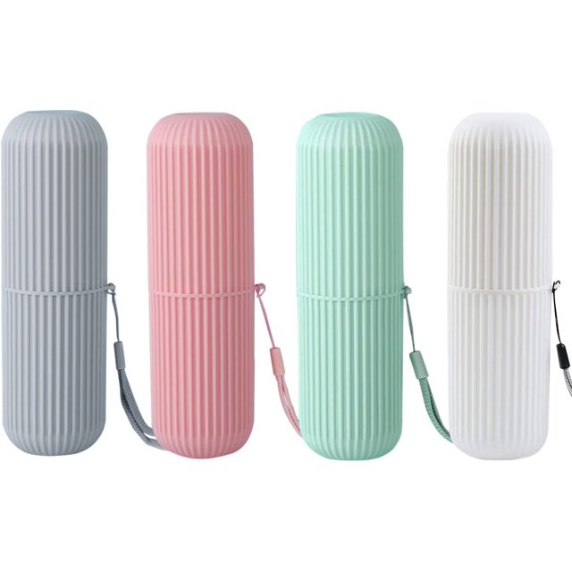 Estuche para cepillos de dientes de 4 piezas, gris, rosa, blanco, verde, caja para cepillos de dientes portátil, estuche para cepillos de dientes de viaje para acampar al aire libre y almacenamiento en el hogar y la escuela JM