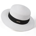 thumbnail image 2 of Womens Beach Straw Sun Hat Summer Classic Boater Sun Hat Panama Short Brim Fedora for Party Travel, 2 of 5