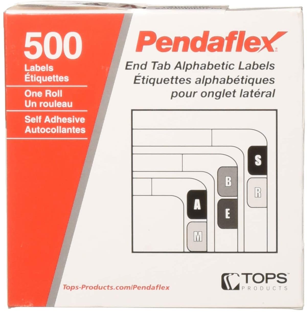 Pendaflex AZ Color Coded Bar Style End Tab Filing Labels, Red, Letter