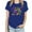 Blue, variant on ICHUANYI Women's Stylish Crewneck Mardi Gras Loose Shirt Print Short Sleeve T-shirt Casual Tops Cloth New Trending