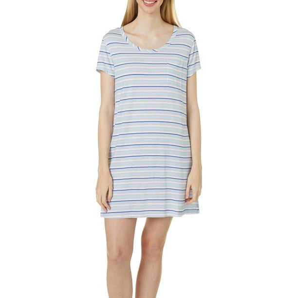 Cool Girl - COOL GIRL Womens Striped Pocket T-Shirt Nightgown - Walmart ...
