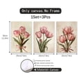 thumbnail image 3 of 3pcs Contemporary Canvas Wall Art Prints, Pink Tulips with Bow, Frameless Hanging Decor, for Living Room, Bedroom, Office, Home Decoration Gift, 3 of 4