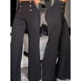 thumbnail image 4 of Pantalones elegantes de oficina de pierna ancha, de moda, informales, con parche de malla transparente entrecruzado, de cintura alta, acampanados para mujer, ropa de calle Y2k 2024, 4 of 4
