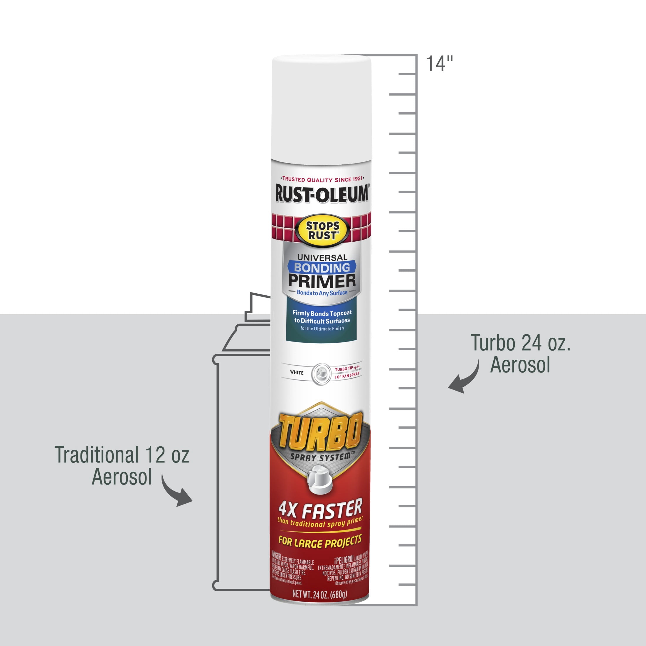 White, Rust-Oleum Stops Rust Turbo Universal Bonding Primer Spray Paint-398663, 24 oz